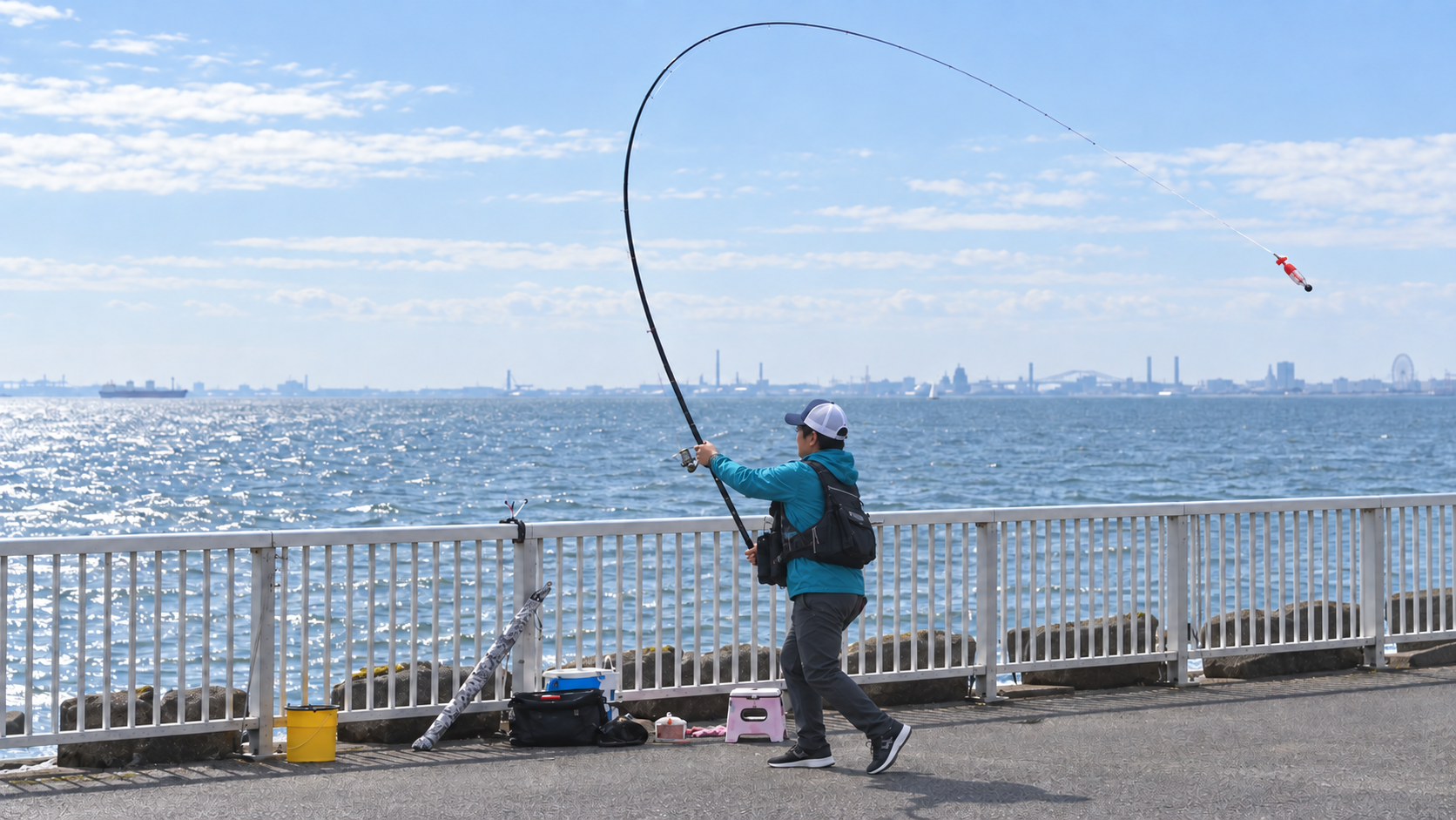 サヨリの浦安釣法を楽しむ釣り人のイメージ